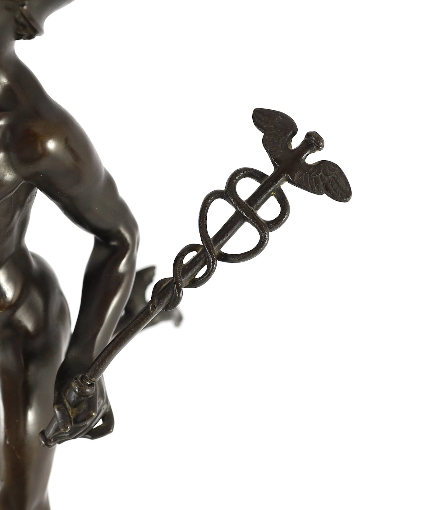 After Giambologna. A tall Grand Tour bronze figure of Mercury, height 82cm